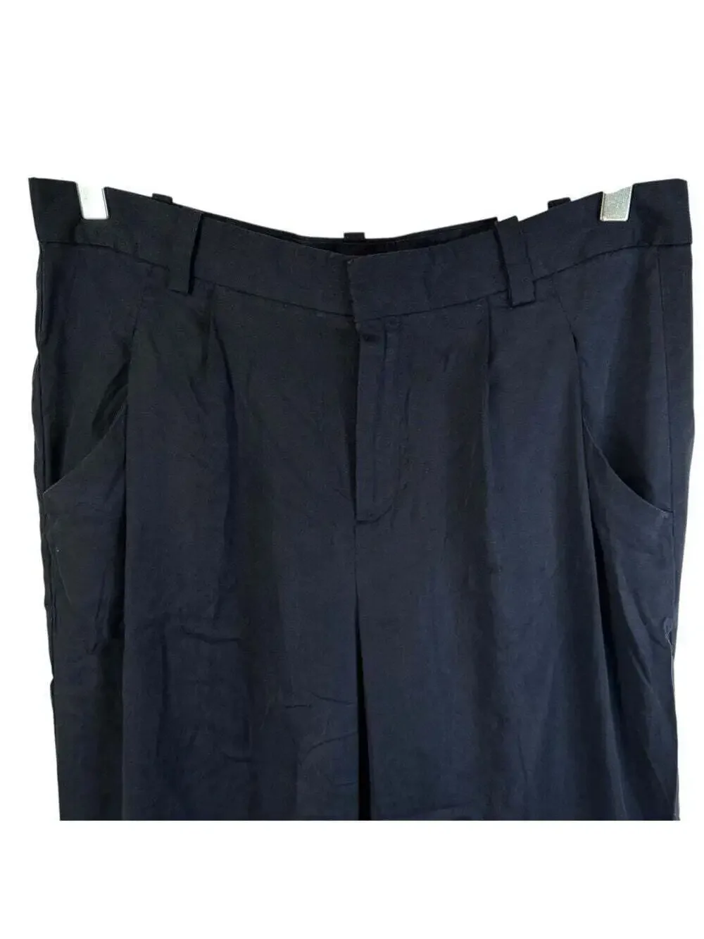 Banana Republic Linen Pants 10 Blue Wide Leg Crop-Lightweight Trousers